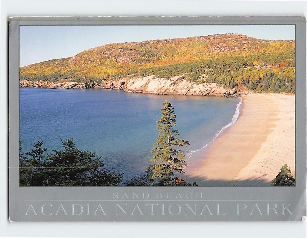 Postcard Sand Beach Acadia National Park Bar Harbor Maine USA-image