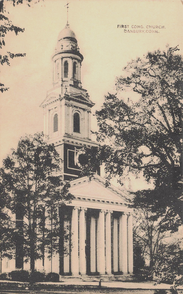 FIRST CONGREGATIONAL CHURCH POSTCARD DANBURY CT CONNECTICUT 1940s