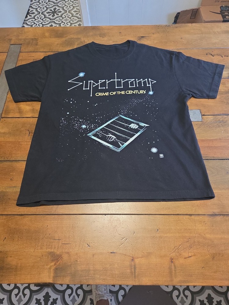 Supertramp Crime of the Century Band T-Shirt Graphic Tee Boxy Mens Large Black