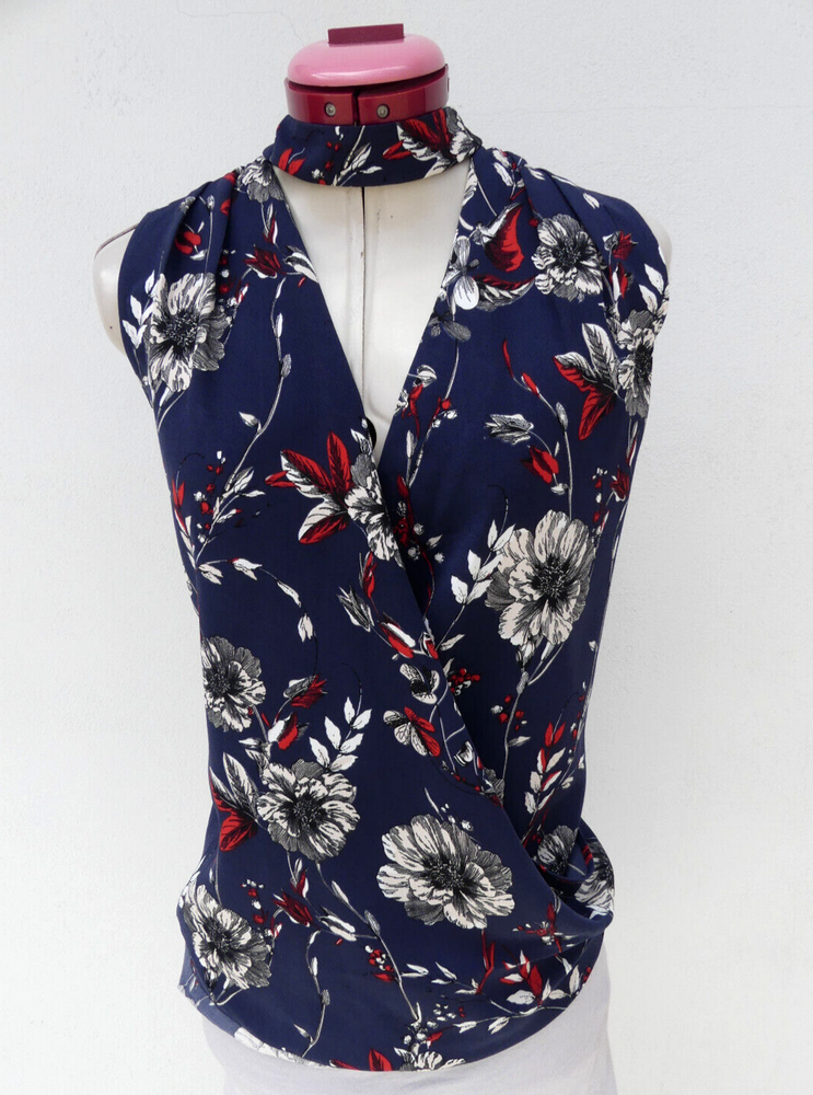 TOKITO Blue White Floral TOP Size Aus 16 BNWOT Blouse Desk to Dinner Date Collar