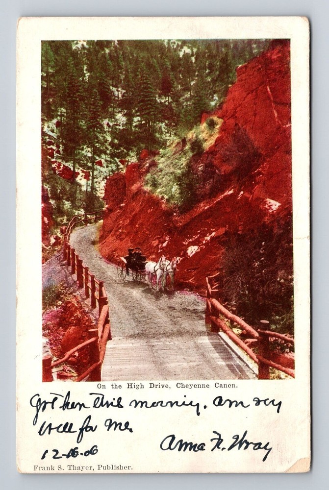 Colorado Springs CO-On The High Drive, Cheyenne Canon, Vintage c1906 Postcard