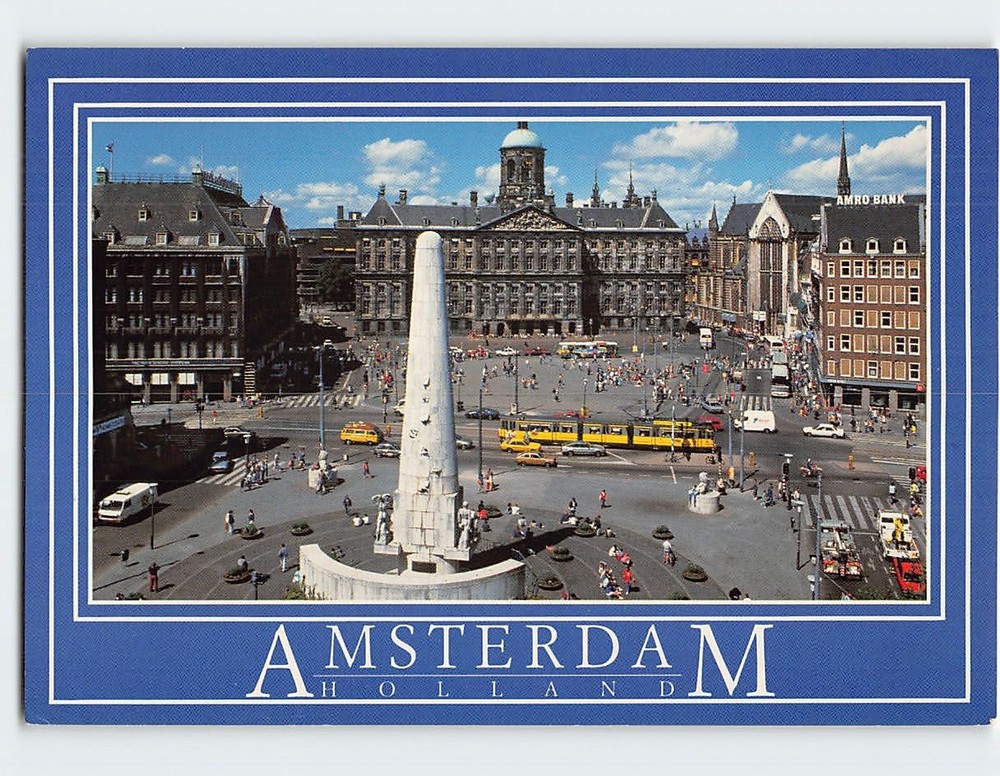 Postcard National Monument & Royal Palace Amsterdam Netherlands
