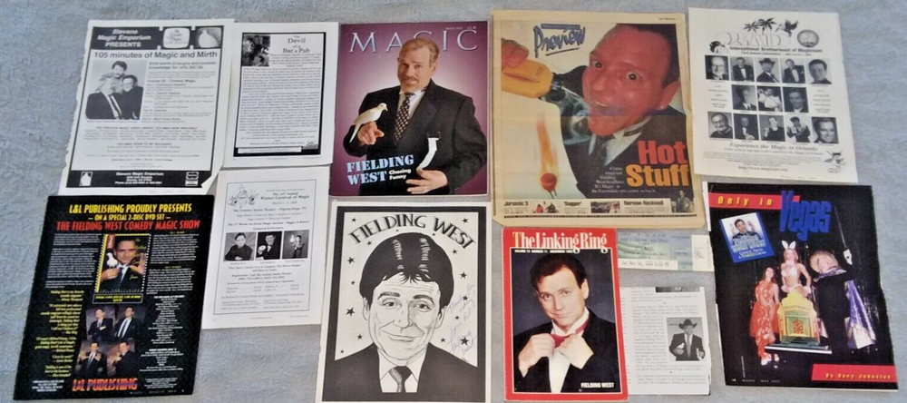Fielding West collection 13 items with autograph, magic magazines, clippings