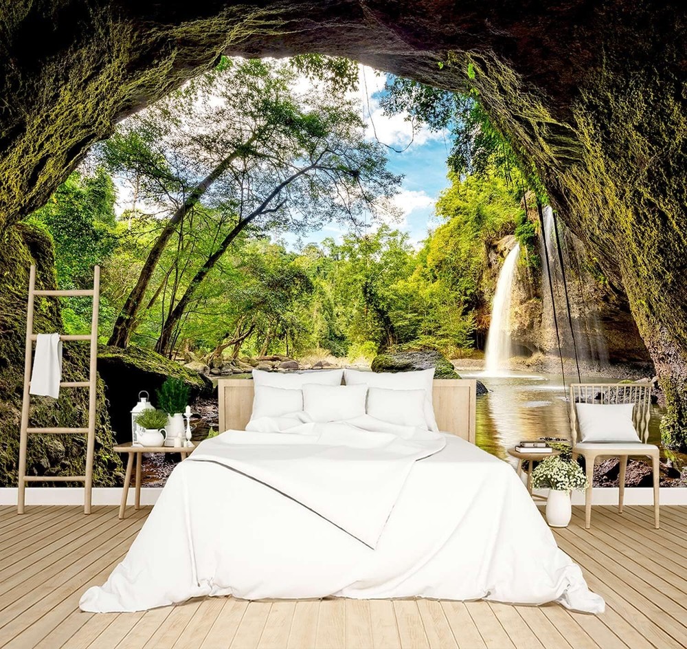 3D Forest Landscape Nature Wallpaper Space Cave Design 91x65 Inches B06