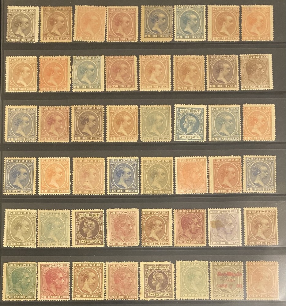 114 Puerto Rico Postage Stamps 1800’s, All Mint