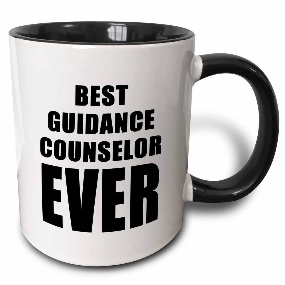 3dRose Best Guidance Counselor Ever Mug - Two Tone Black Ceramic Coffee Cup 11oz
