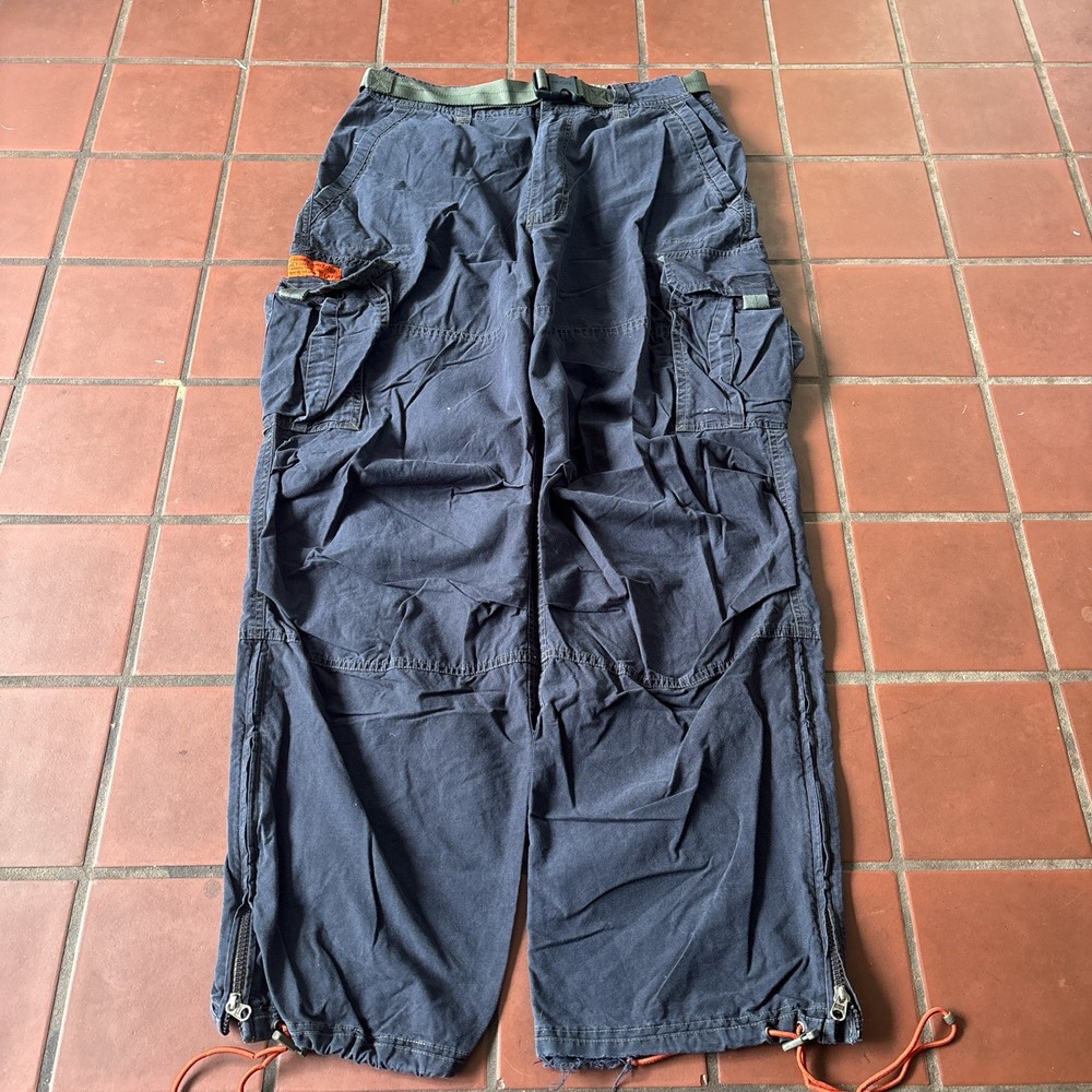 Vintage Abercrombie Finch Paratrooper Pants Baggy Skater 32x30 Rave Parachute Style