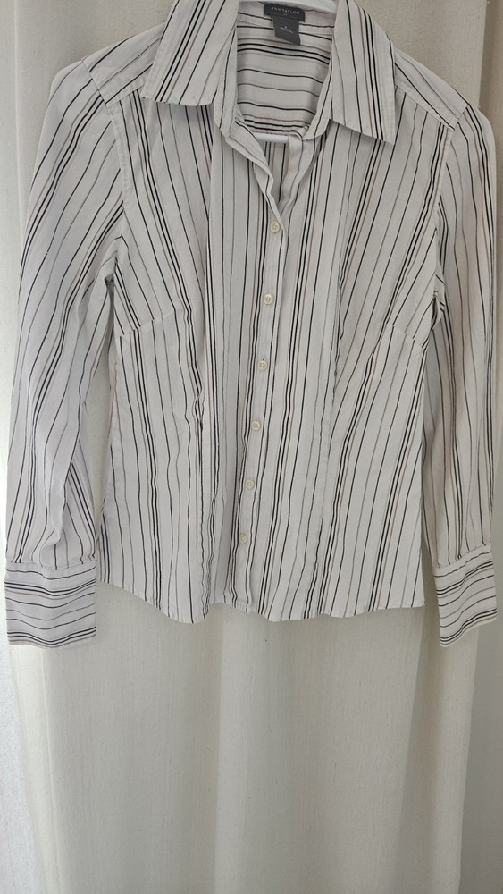 ANN TAYLOR Women's Stripe Collared Blouse Size 4