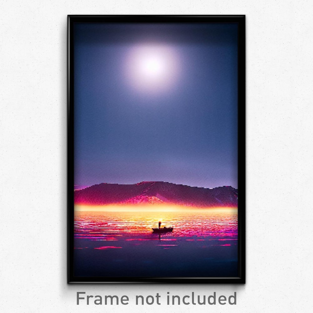 8-Bit Pixel Art Poster - Outlandish Loch Psychedelic Trippy Gamer Print