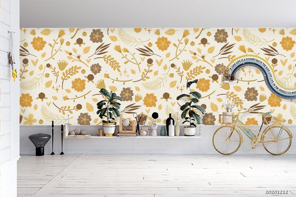 3D Flower Leaf Watercolor Pattern Wall Murals Wallpaper Murals Wall Sticker