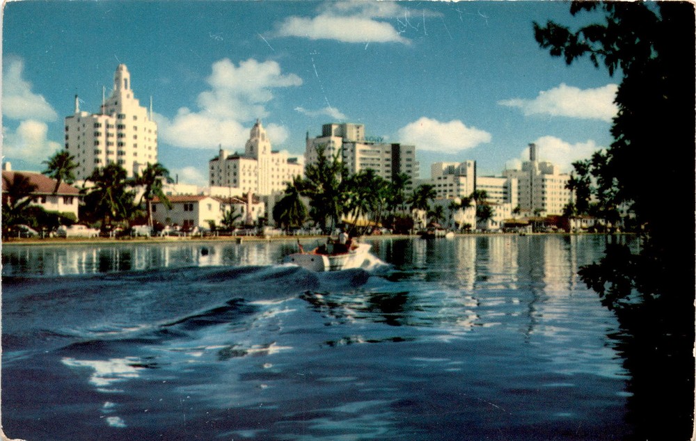 HOTEL ROW, INDIAN CREEK, MIAMI BEACH, FLORIDA Postcard