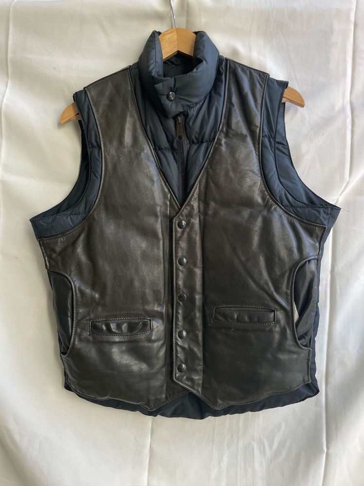 Down by Schott Vintage 80's 123V Down Leather Vest Size 38