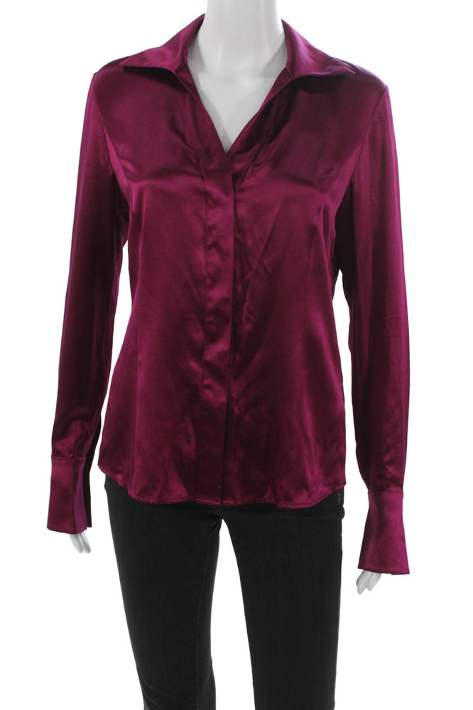 Lafayette 148 New York Womens Silk Collared Button Long Sleeve Blouse Size 2Free Shipping in US $100+ Orders | $6.95 Orders Below