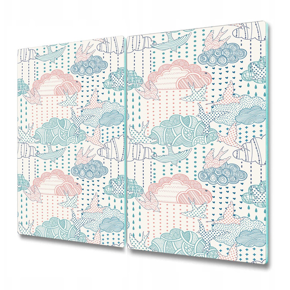 Glass Chopping Serving Board Utensil Mandala Doodle Cloud Dots 2x30x52