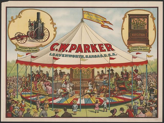 Photo:Milwaukee WI 1910s C.W. Parker Steam Riding Gallery Circus Poster