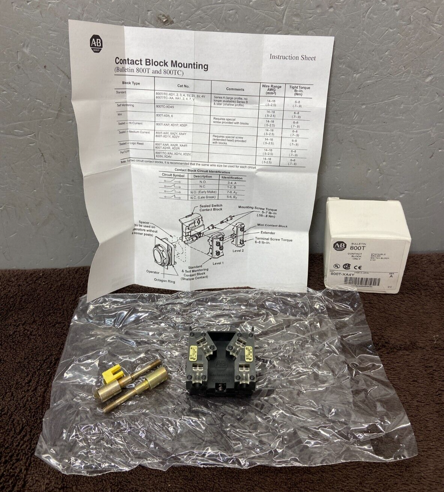Allen Bradley 800T-XA4Y Contact Block, Series A, 2 NC