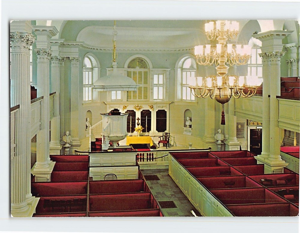 Postcard Interior Of King's Chapel Boston Massachusetts