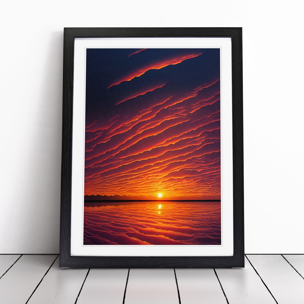 A Luscious Ocean Sunset Wall Art Print Framed Canvas Picture Poster Decor