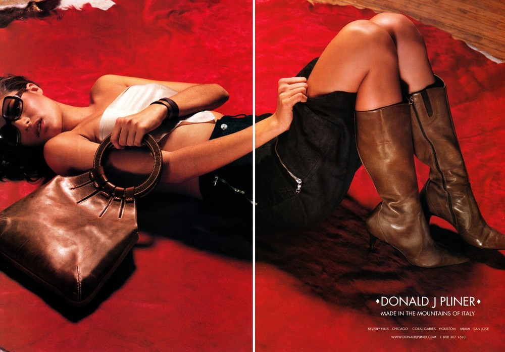 DONALD J PLINER Magazine Print Ad Advert #07 RARE 2003 PRETTY BRUNETTE 2 PGS RED