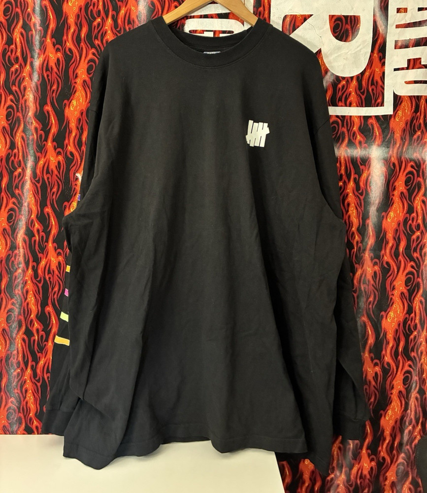 Undefeated Men's Black Long Sleeve Crew Neck Graphic Logo T-Shirt 2XL
