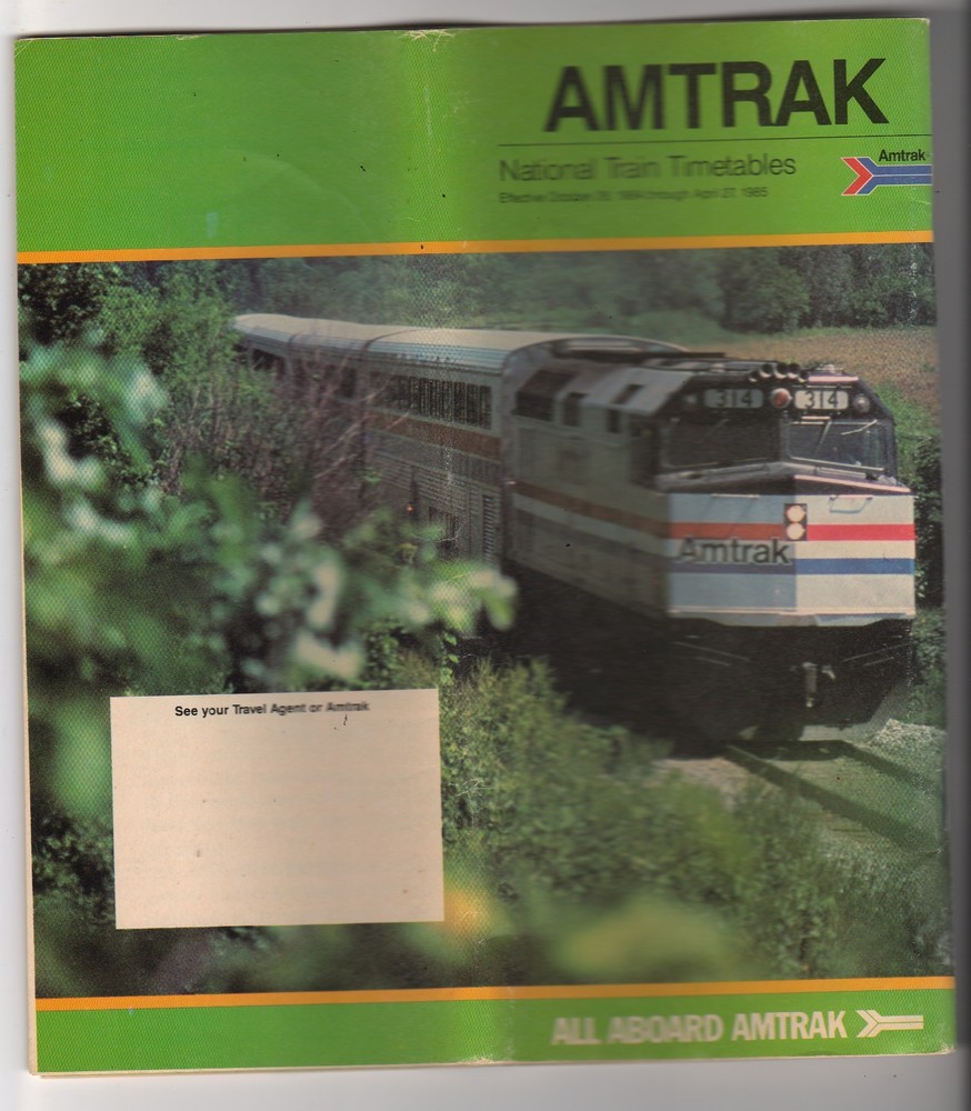 Amtrak National Train Timetables October 1984 April 1985 Tour Brochure