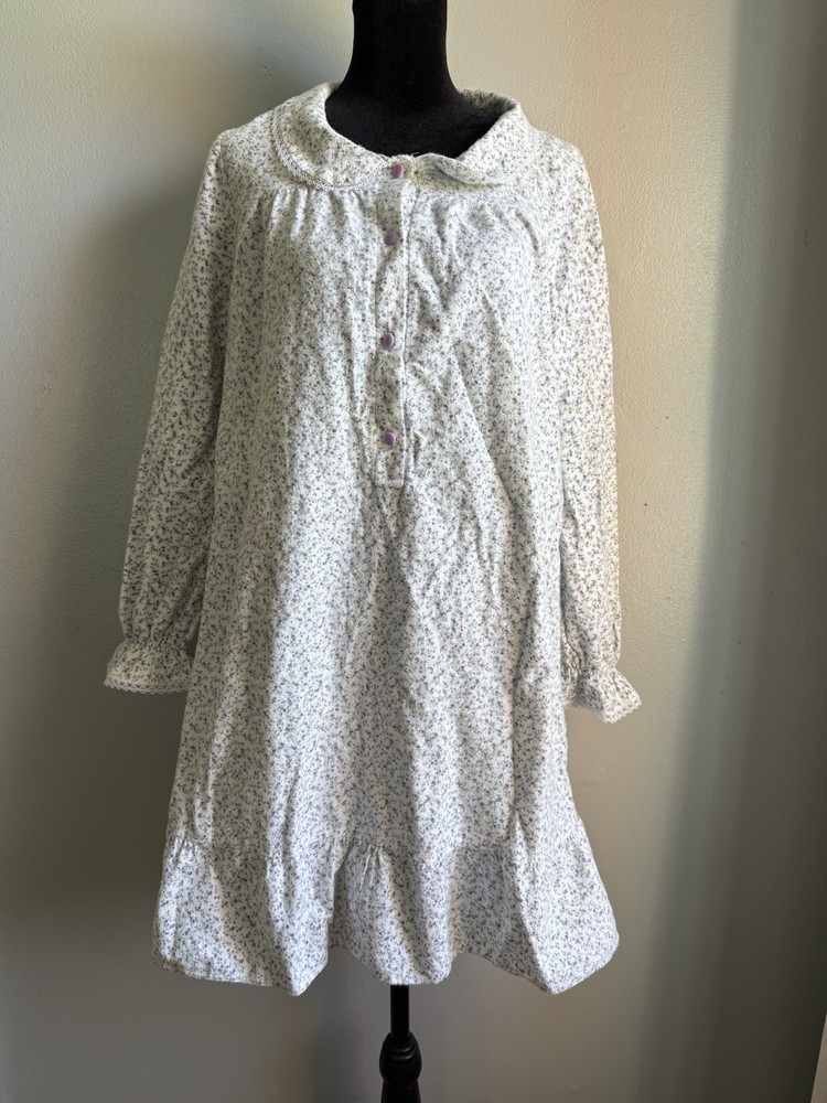 Melissa’s Place Vintage Collared Floral Night Gown 100% Cotton Flannel Sz S