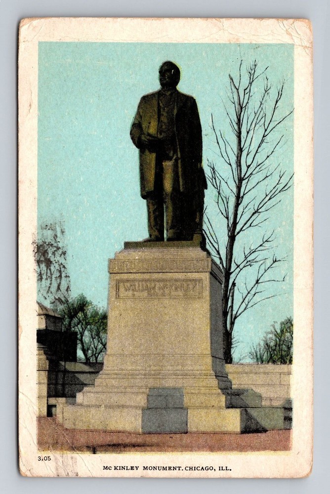 Illinois IL Chicago McKinley Monument Vintage Postcard