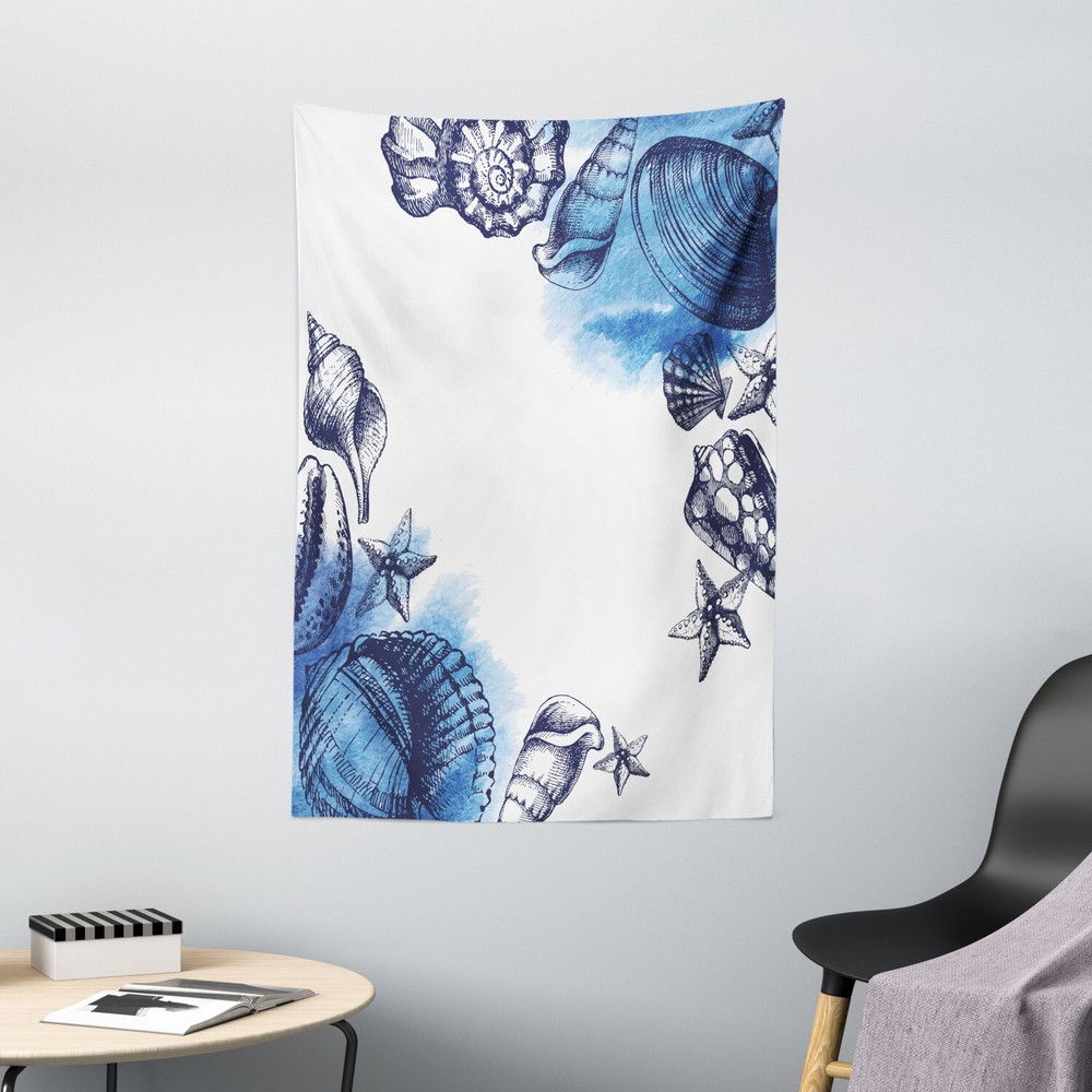 Ocean Tapestry Sealife Sea Shells Sand Print Wall Hanging Decor