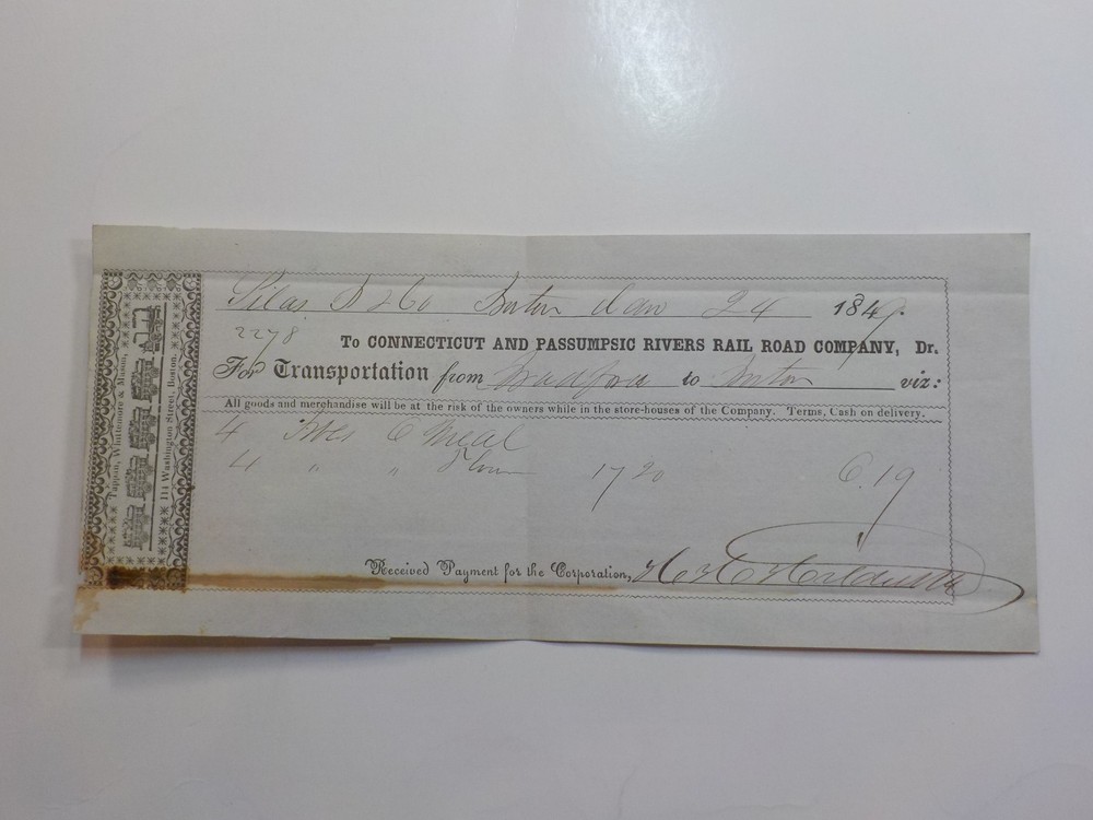 Antique Railroad Document 1849 Connecticut And Passumpsic Rivers Railroad Co.