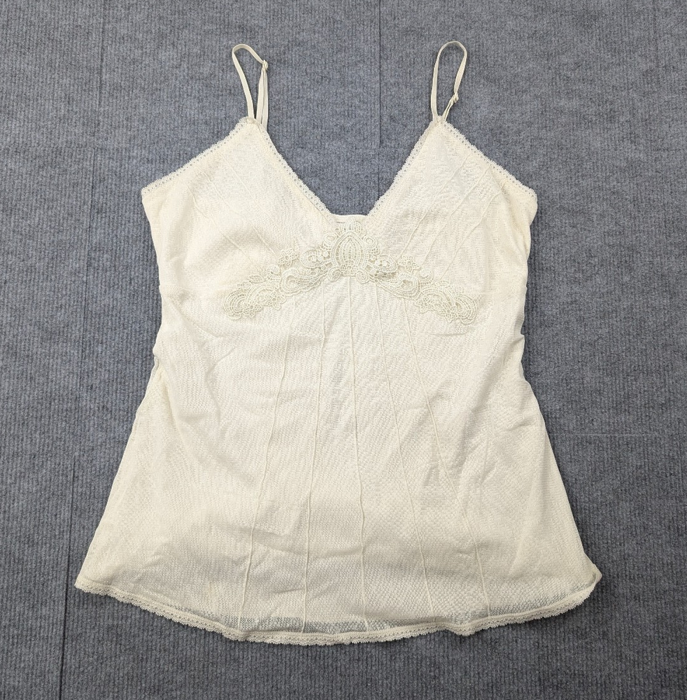 No Boundaries Lace Tank Womens Large Cream Babydoll Vintage Regency Cottage Y2K