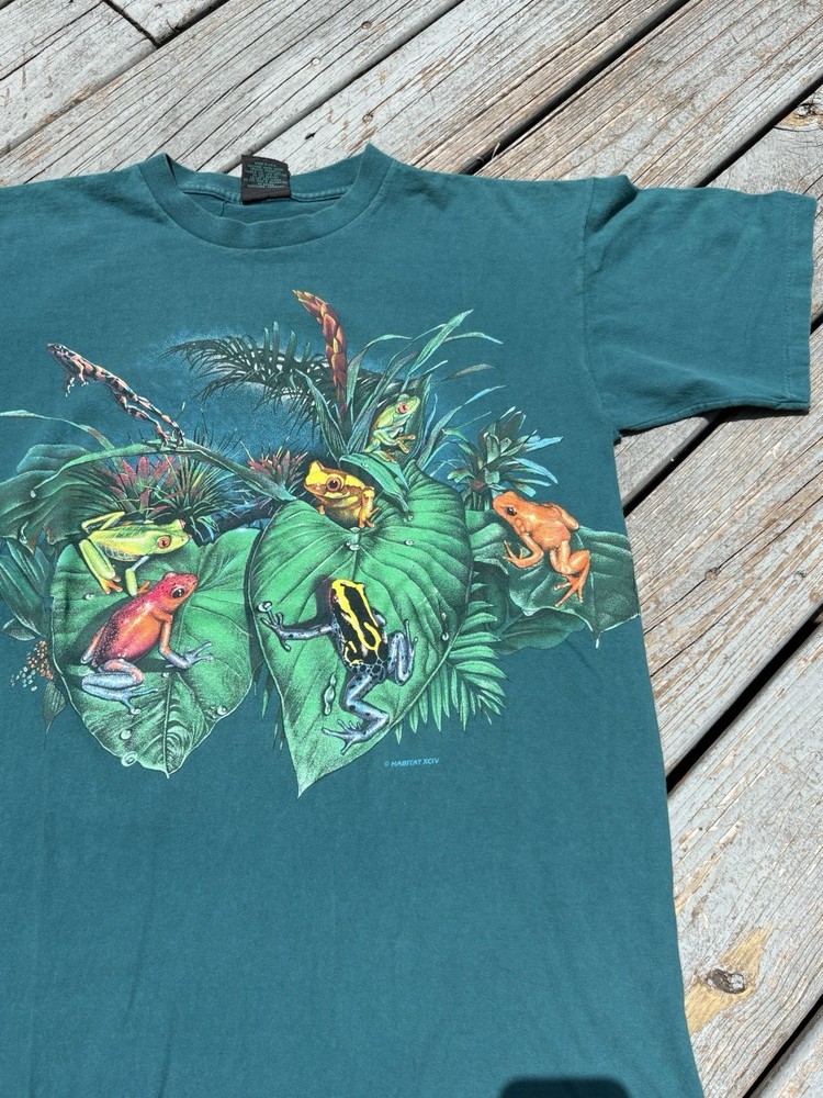 Vintage Habitat Tree Frog Wrap Around Animal Nature Tee Shirt Mens Large 90s