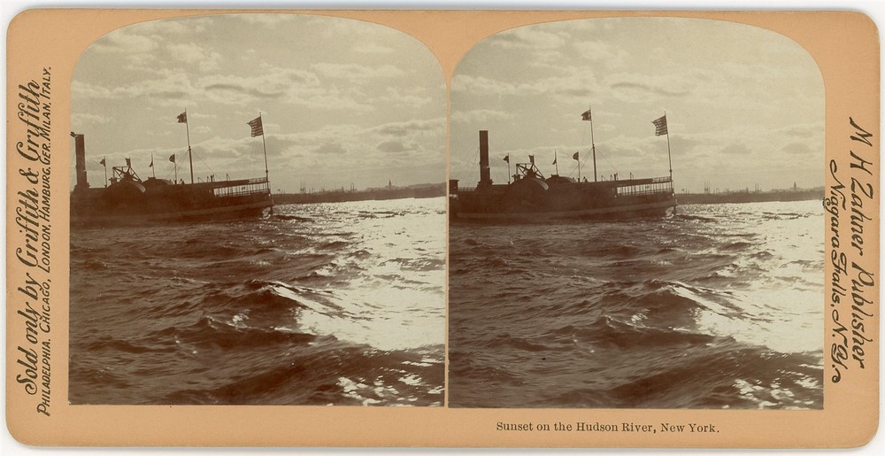NEW YORK CITY SV - Hudson River Sunset - Griffith 1900s