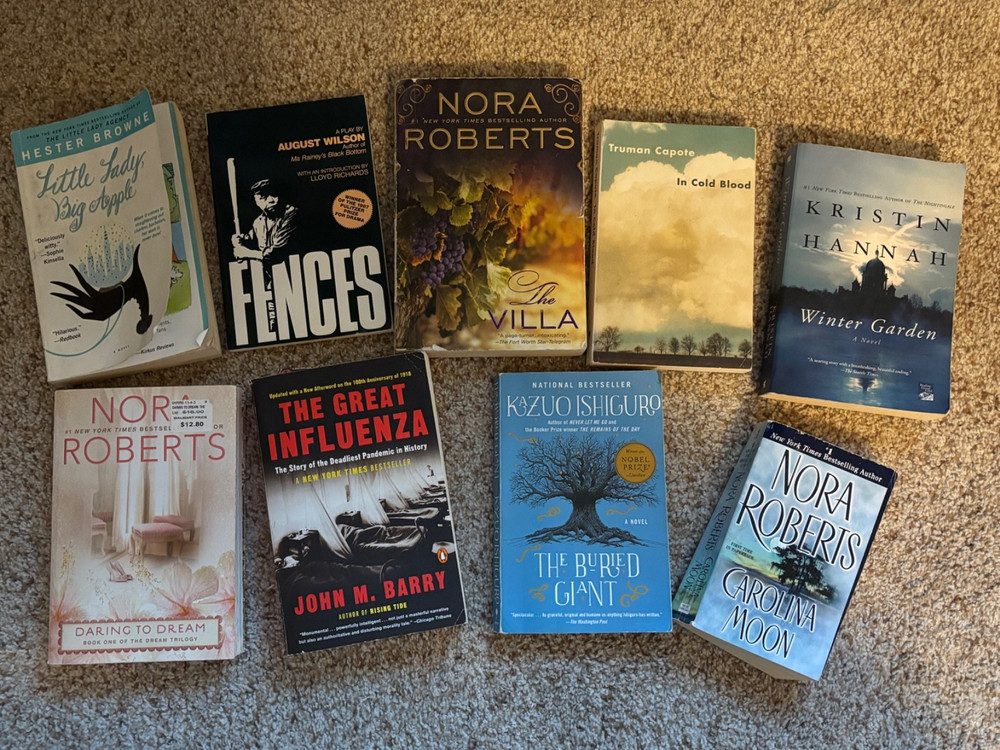 Fiction/Non-Fiction Book Lot of 9 Nora Roberts, Kristin Hanna, Truman Capote