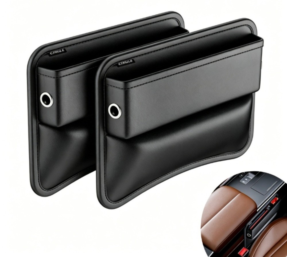2Pack PU Leather Car Seat Gap Organizers Storage Bag Seat Box Holders Universal