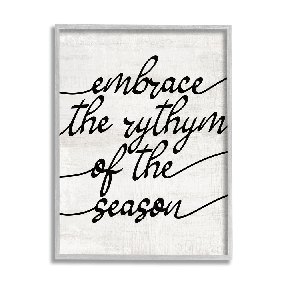 Rhythm of the Season Phrase Gray Framed Giclee Art Design by Lil' Rue
