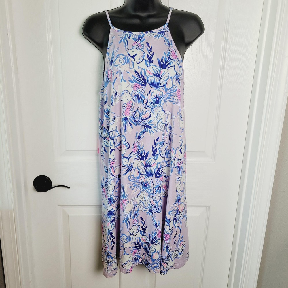 Lilly Pulitzer Dress Small Purple Margot Swing Floral Elephant Trunks In The Air