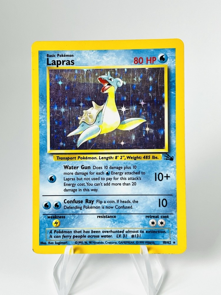 Pokemon Base Set Lapras 10/62 Fossil Holo Rare Unlimited 1999 80 HP EN