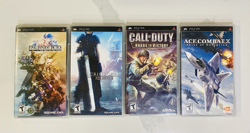 Lot of  4 PSP Games:Final Fantasy Tactics & VII(7): Call Of Duty & Ace Combat X-image