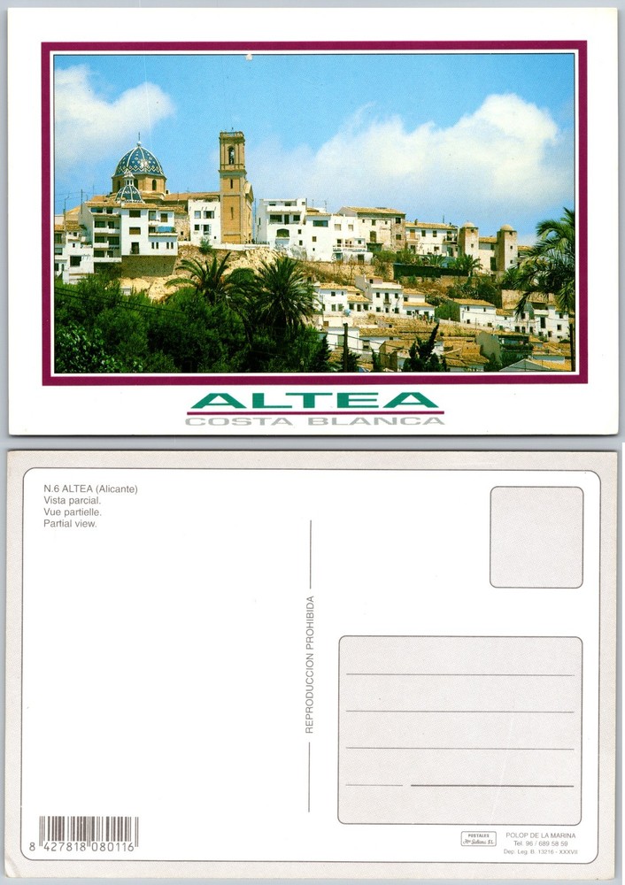 Continental Altea Alicante Costa Blanca Postcard