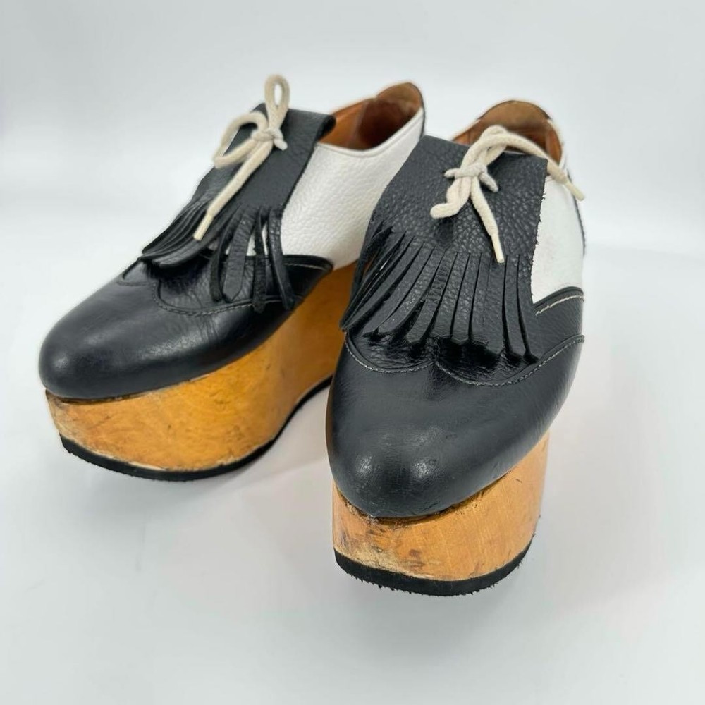 Vivienne Westwood Rocking Horse Golf Leather Shoes White Black 24cm US7