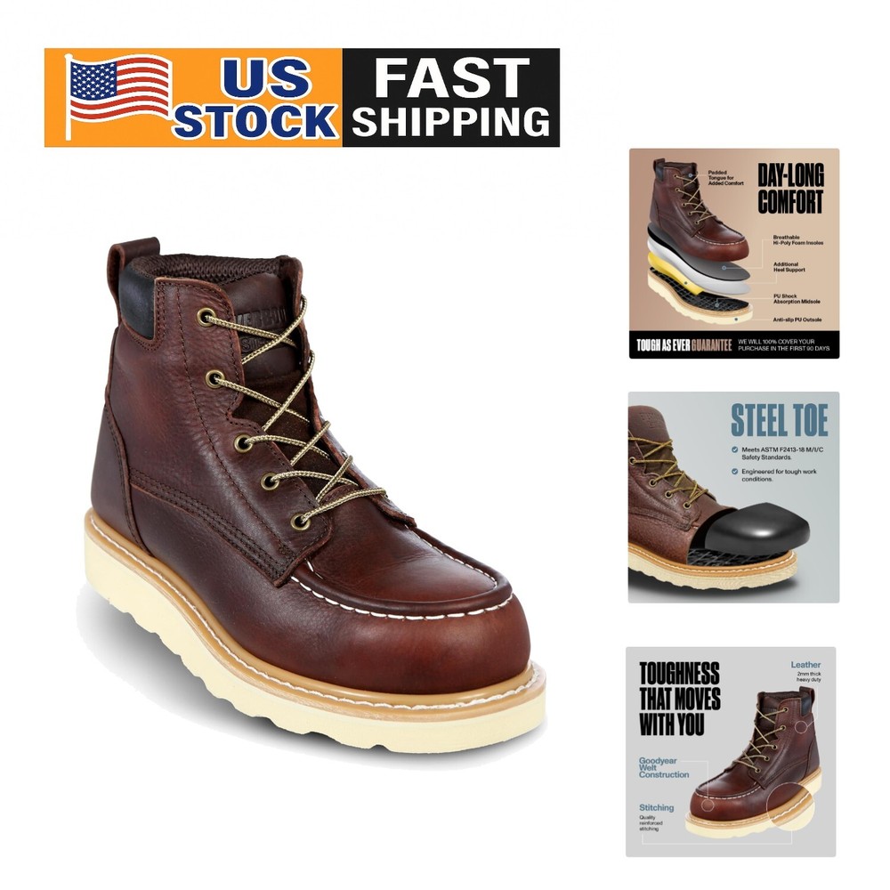 Comfortable Lightweight Steel Toe Work Boots - Ideal for Long Hours & Tough Jobs