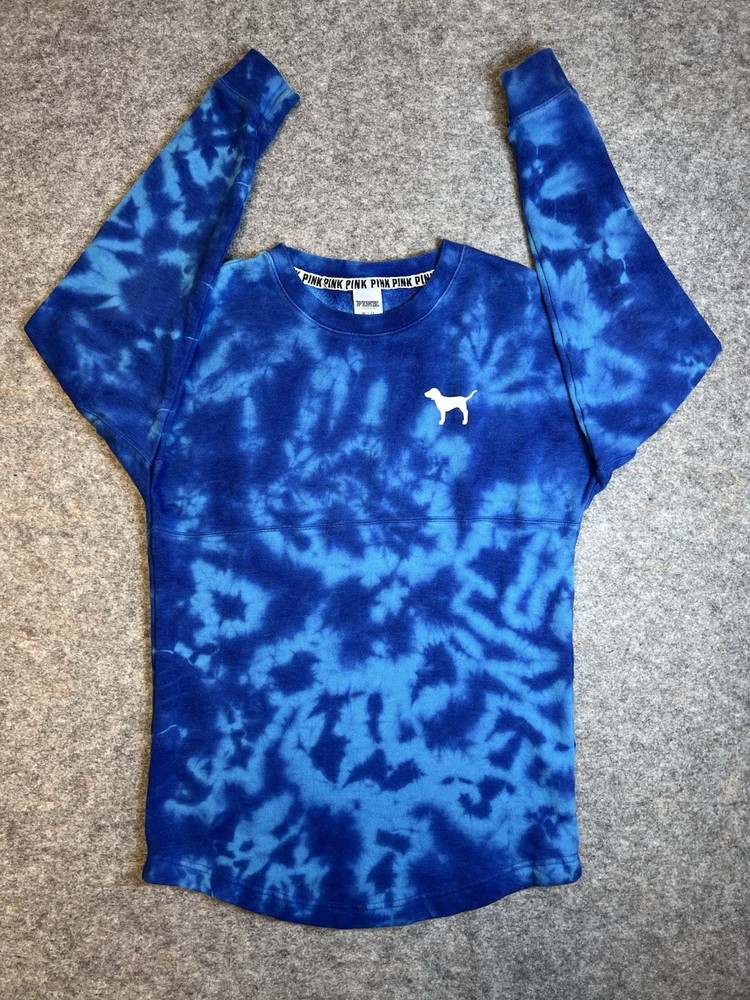 PINK Victoria’s Secret - Green Blue Oversized Tie Dye Crew Neck Sweatshirt Sz XS