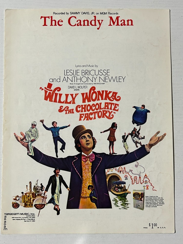 Sheet Music willy wonka charlie chocolate factory candy man gene wilder