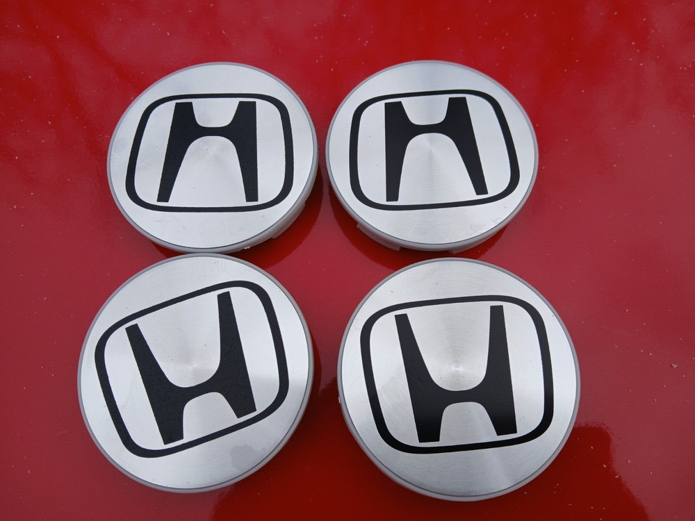 4Pc Honda Aluminum Silver Black Wheel Cap Hub Center 69mm 2.75 Fit Accord Civic