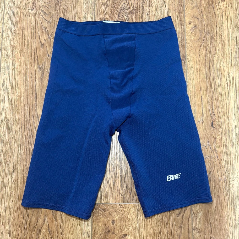 VTG Bike Athletic Cycling Compression Shorts Blue Mens M USA Made Nylon Stretch