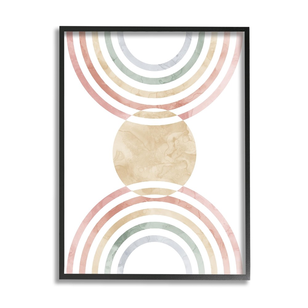 Circle with Abstract Rainbows Framed Giclee Art by Lil' Rue-image