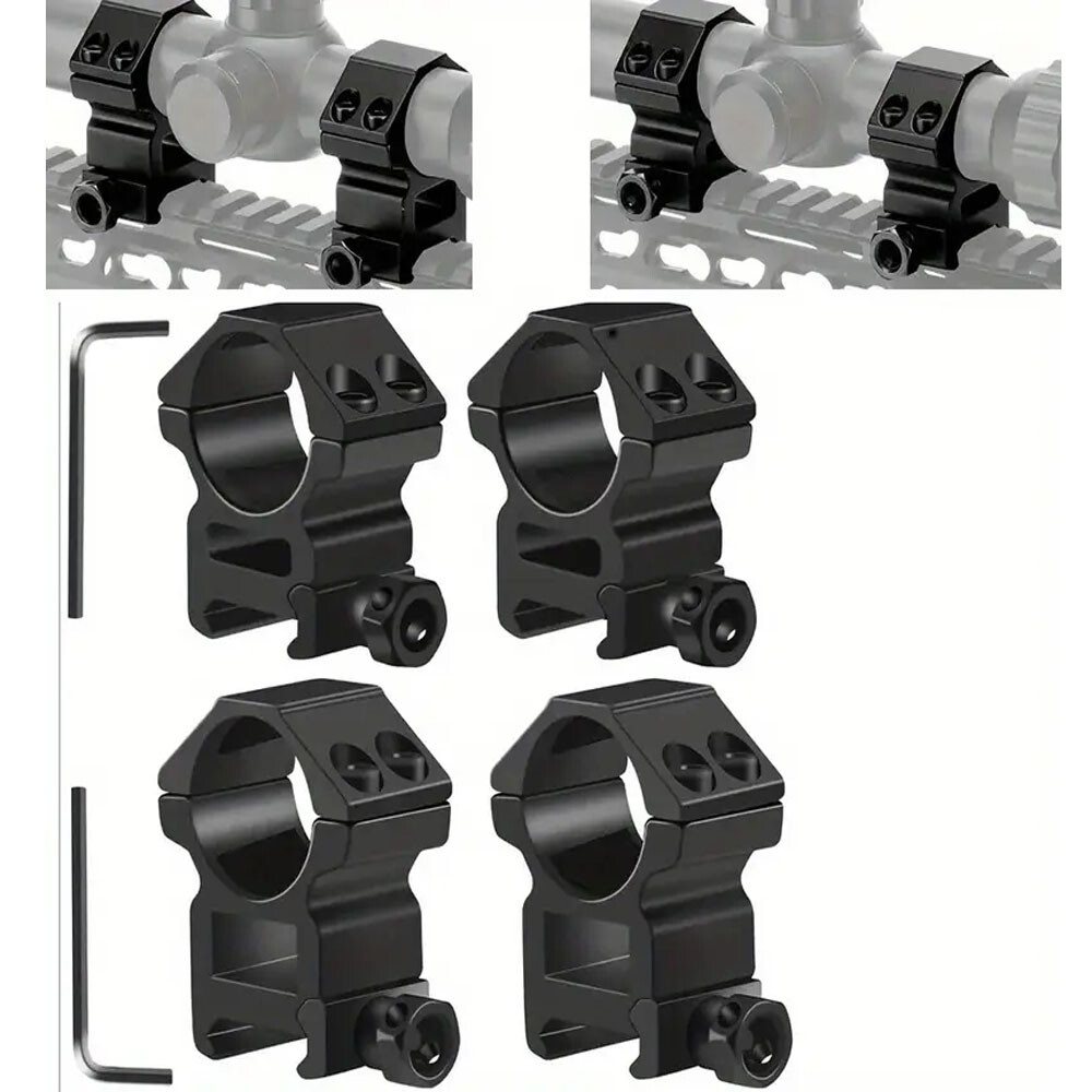 4PCS 1 Inch Ring Scope Mounts for 20mm Picatinny Weaver Rail - Medium & Low Profile