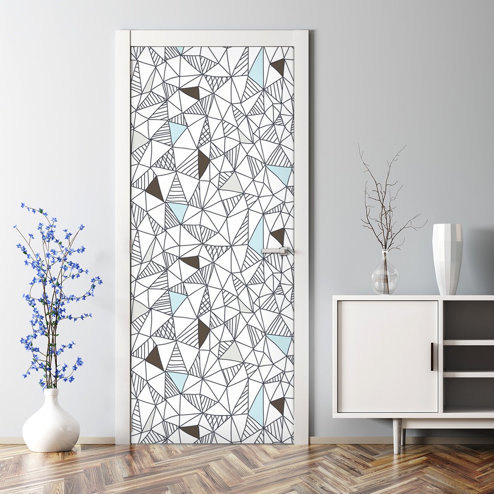 Doodle Bubble Free Grey and White Door Sticker Decal for Home Decor