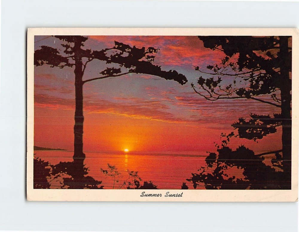 Postcard Summer Sunset Scenic Nature Landscape View Tranquil Evening Glow