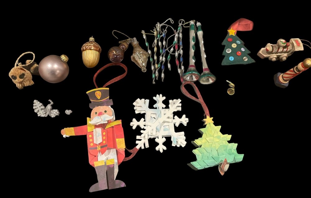 VTG XMAS Tree Ornament Lot 3 Museum Of Of Modern Art Nutcracker Raccoon Etc SEE